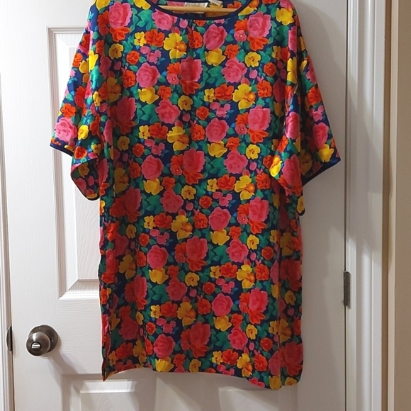 Vintage Victoria Secret Gold Label Jewel Tone Floral Night Shirt, Short … - Picture 2 of 7